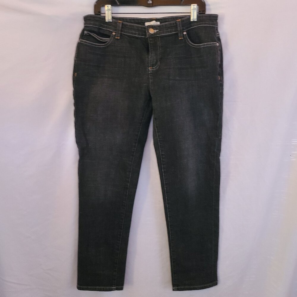 Eileen Fisher Black Jeans Organic Cotton Straight Ankle Jeans 12P
